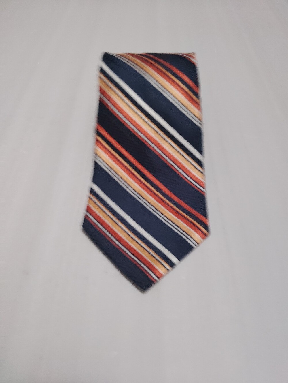 Vintage Jones New York Navy Orange Striped Tie USA